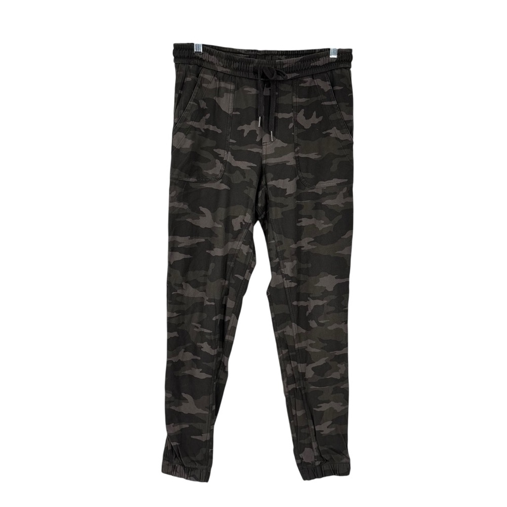 Womens Athleta Size 4 Cotton/Spandex Camo Farallon Joggers w Elastic Waist & Tie - Picture 1 of 9